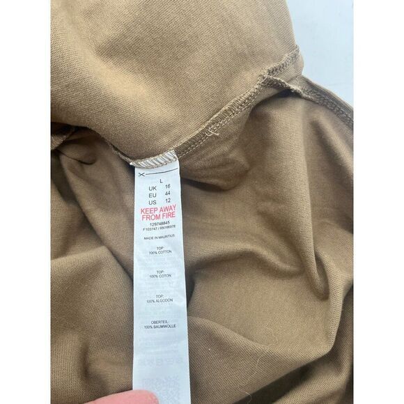 TOPSHOP Women’s Oversize Long Sleeve Cotton Polo in Taupe, Sz. 12 - Picture 7 of 10